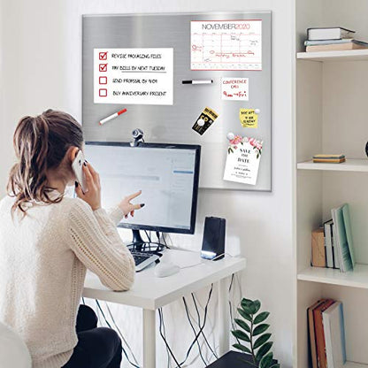 Magnet and Message Board Extra Large 30 x 28 x 0.7 Inch Magnet and Message Board | Mountable Steel Bulletin Board (Silver) - size: XL (30x28)