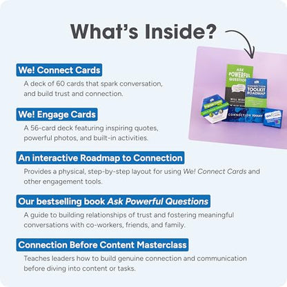 We! Connection Toolkit - Conversation Cards, Group Cohesion Deck, Icebreaker Book & Team Building Games/Activities for Work, Class & Events – Group Engagement Kit for Meaningful Connections - color: Connection Toolkit