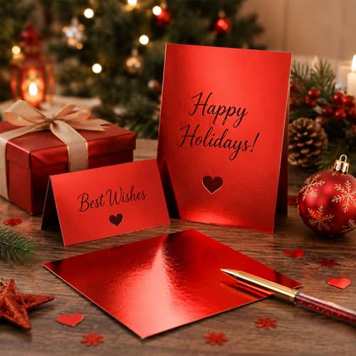 25 Sheets Metallic Cardstock Paper Cardstock 8.5 x 11 Shimmer Sheets 250gsm/92lb Heavyweight Scrapbook Paper (Red, 25 Sheets) - color: Red