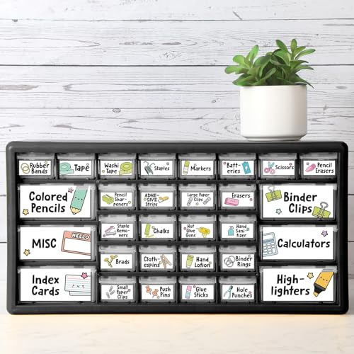 Frienda 84 Pcs 4 Sheet Toolbox Labels for Teacher Classroom Tool Box Storage Stickers Teacher Drawer Tag Colorful Classroom Decor for Back to School Organization(Cute) - style: Cute