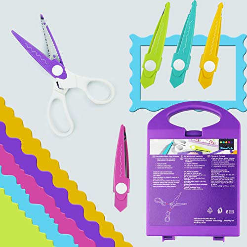 Decorative Scissors Set, 5 Pairs Craft Scissors Decorative Edges with Portable Organizing Container