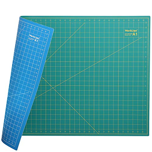 WORKLION 24" x 36" Large Self Healing PVC Cutting Mat, Double Sided, Gridded Rotary Cutting Board for Craft, Fabric, Quilting, Sewing, Scrapbooking - Art Project… - color: Green/Blue, size: 36"L x 24"W (1 Pack)