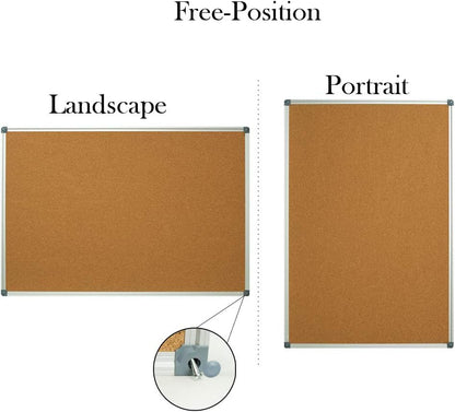 Lockways Large Cork Board Bulletin Board, Bulletin CorkBoard 72 x 36 Inch, Notice Message Pin Board,F Silver Aluminium Frame - size: 72 x 36 Inch