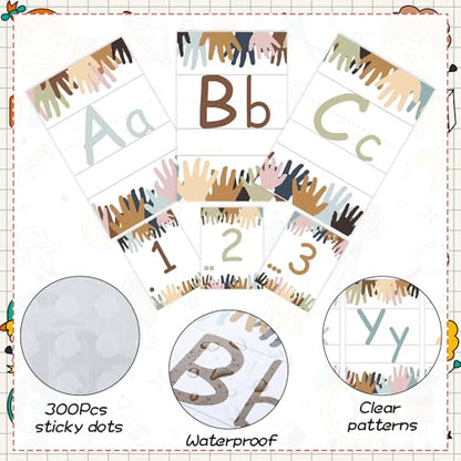 Gilprop 37 Pcs Bulletin Board Letters Educational Posters Alphabet Posters and 0-10 Number Classroom Abc Wall Decor for Kindergarten Toddler Teacher(Little Hands) - style: Little Hands