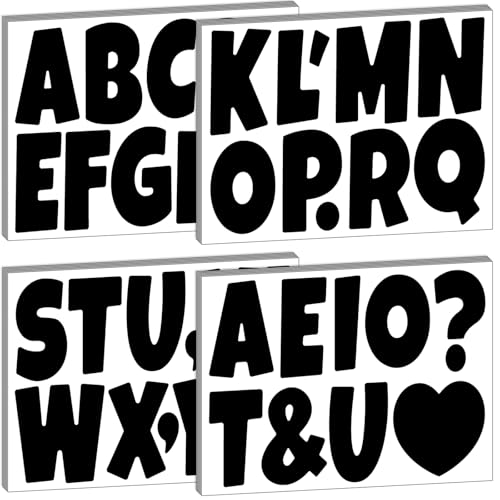 Bemeol Letter Stickers 210 Pcs 4 inch Bulletin Board Letters for Classroom Alphabet Poster Board Letters Cutouts for Bulletin Board Display Home Decor(Black) - color: Black