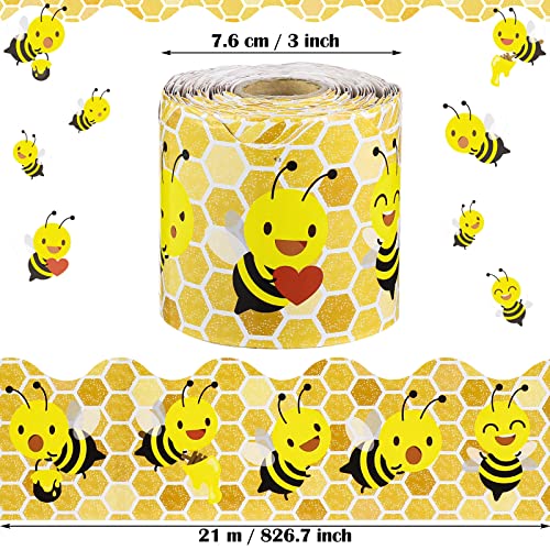 Panelee Bee Dazzle Border 68.9 Feet Bulletin Board Border Butterflies Flowers Bee Space Inspirational Cute Decor for Classroom Bulletin Boards Chalkboard Wall Decor - style: Bee