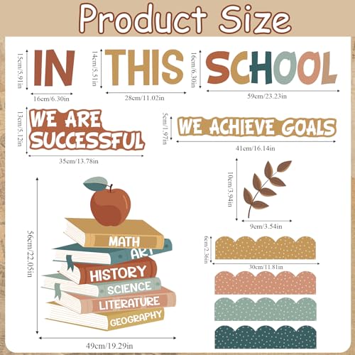 Motivational Bulletin Board Decoration Set Affirmation Station Bulletin Board Classroom Decorations Modern Boho in This School Paper Cutouts for Back to School Library Wall Door Decor - style: In this school