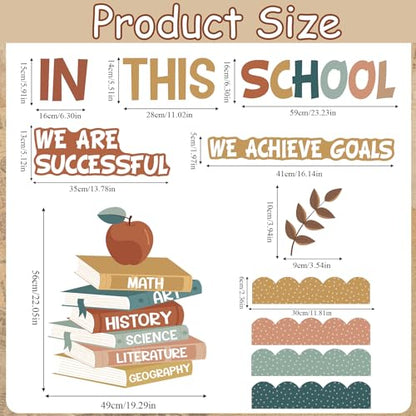 Motivational Bulletin Board Decoration Set Affirmation Station Bulletin Board Classroom Decorations Modern Boho in This School Paper Cutouts for Back to School Library Wall Door Decor - style: In this school