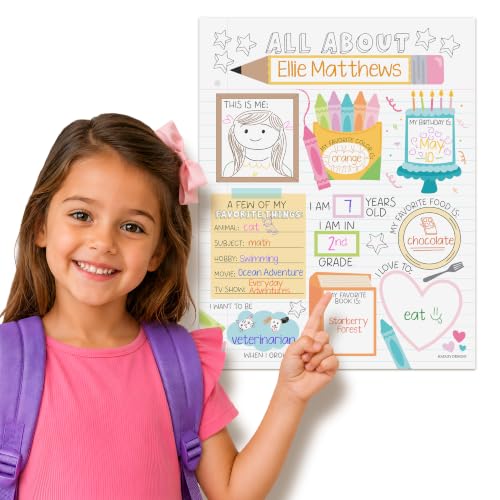 Hadley Designs All About Me Posters for Classroom Must Haves - 20 Star Student Poster, 100 Days of School Items, Star of The Week Poster Elementary Classroom Decor, End of School Year Teacher Supplies - style: Notebook