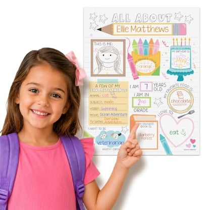 Hadley Designs All About Me Posters for Classroom Must Haves - 20 Star Student Poster, 100 Days of School Items, Star of The Week Poster Elementary Classroom Decor, End of School Year Teacher Supplies - style: Notebook