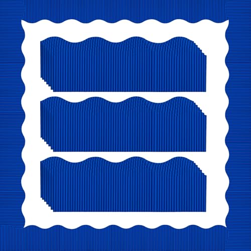 Containlol 118ft Corrugated Bulletin Board Borders, Dark Blue Ribbed Scalloped Borders Trim, Poster Board Decoration for Summer Back to School Classroom Office Chalkboard Whiteboard Wall - color: Dark Blue, size: 118ft