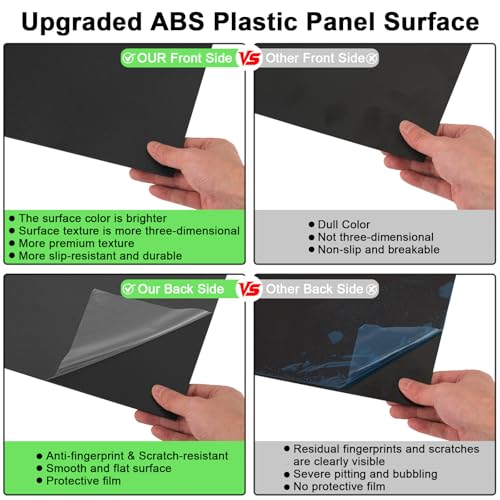 4Pack Black Thin ABS Plastic Sheet 12" x 16" x 1/16" Thick Black Rigid Thermoplastic Sheet (Upgrade Surface) 1.5MM Flexible High Tensile ABS Moldable Plastic Panel for Crafts, DIY, Signs - color: Black, size: 12" x 16" x 1/16"