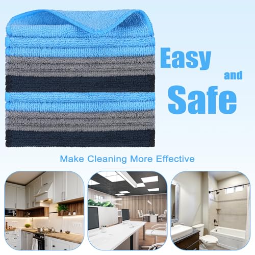 Tanlade Cleaning Cloth Dry Erase Cloth Cleaning Rags Reasonable Kitchen Towels Microfiber Towels Cars Wash(6 x 6 Inch,Blue/Gray/Black,30 Pcs) - color: Blue/Gray/Black, size: 6 x 6 Inch
