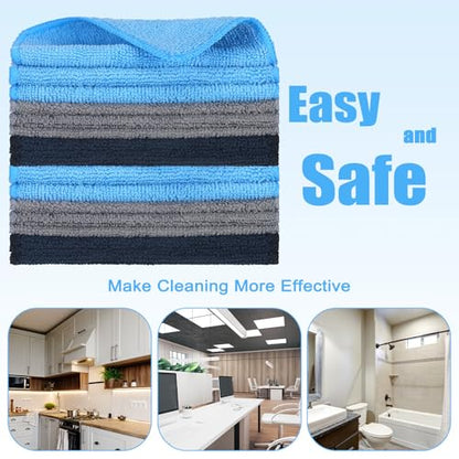 Tanlade Cleaning Cloth Dry Erase Cloth Cleaning Rags Reasonable Kitchen Towels Microfiber Towels Cars Wash(6 x 6 Inch,Blue/Gray/Black,30 Pcs) - color: Blue/Gray/Black, size: 6 x 6 Inch