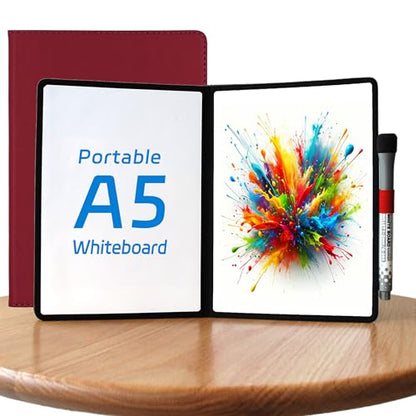 A5 Pocket White Board - Double-Sided Dry Erase Board 8x6 inch - Ultra-Thin 0.3" Portable Whiteboard with Markers & Erase | Anti-Ghosting Surface for Office Home School Student (Double-A5 Red) - size: Double-A5 Red
