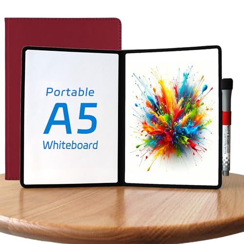 A5 Pocket White Board - Double-Sided Dry Erase Board 8x6 inch - Ultra-Thin 0.3" Portable Whiteboard with Markers & Erase | Anti-Ghosting Surface for Office Home School Student (Double-A5 Red) - size: Double-A5 Red