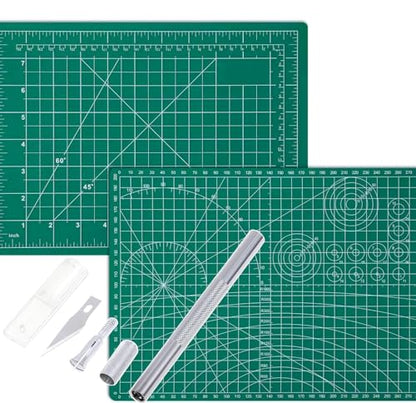 Self-Healing Cutting Mat 12x 9 Inch-Precision Grid for Exacto Knife Blades - Protective Craft Surface for Quilting, Scrapbooking, Stencil Art Projects