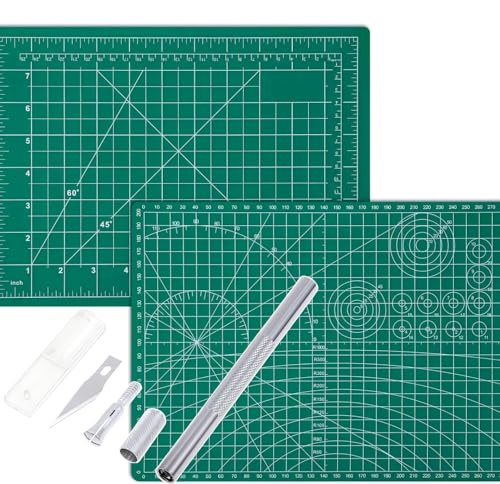 Self-Healing Cutting Mat 12x 9 Inch-Precision Grid for Exacto Knife Blades - Protective Craft Surface for Quilting, Scrapbooking, Stencil Art Projects