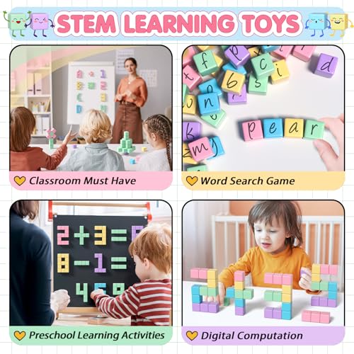 Apluses 32pcs Magnetic Blocks Building Cubes for Toddlers, Classroom Must Haves Creative Learning Kids Gifts, Preschool Montessori Sensory Autism Magnet Toys for Boys and Girls Ages 3 4 5 6