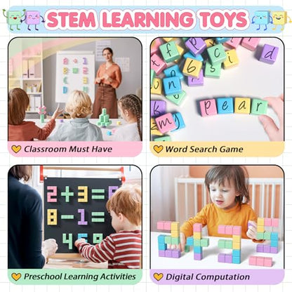 Apluses 32pcs Magnetic Blocks Building Cubes for Toddlers, Classroom Must Haves Creative Learning Kids Gifts, Preschool Montessori Sensory Autism Magnet Toys for Boys and Girls Ages 3 4 5 6