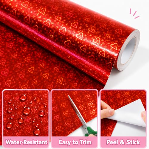 Red Iridescent Bulletin Board Paper Roll,17"x20 Ft Bulletin Board Background Paper Roll,Fade Resistant Wrinkle Resistant Poster DIY Crafts Papers Glitter Wallpaper Classroom Office Home Dec - color: red