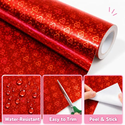 Red Iridescent Bulletin Board Paper Roll,17"x20 Ft Bulletin Board Background Paper Roll,Fade Resistant Wrinkle Resistant Poster DIY Crafts Papers Glitter Wallpaper Classroom Office Home Dec - color: red