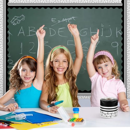 Kolldenn 68.9ft Black and White Bulletin Board Border Black White Squiggles and Stripes Classroom Borders Trim Rolled Die Cut for Bulletin Board Chalkboard School Teachers Wall Decor (Scalloped Heart) - style: Scalloped Heart