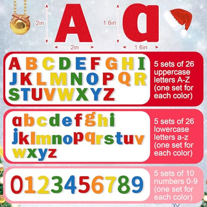 Breling 310 Pieces Felt Letter Bulletin Board Letters Sticker with Number 2" Bulk Self Adhesive ABC Upper Lowercase Sticky Letter for Xmas Gift Bulletin Board Classroom(Rainbow Color) - color: Rainbow Color