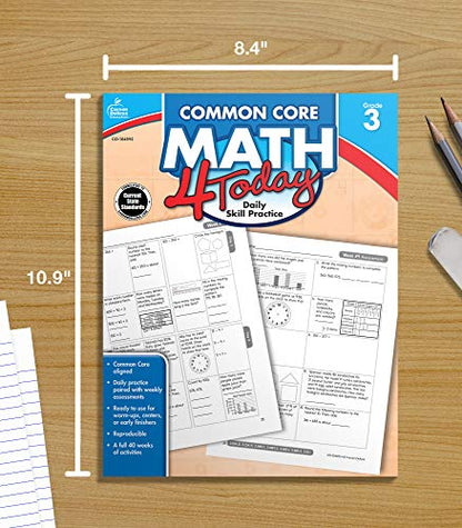 Carson Dellosa Common Core Math 4 Today 3rd Grade Workbooks, Telling Time, Fractions, Addition, Subtraction, Multiplication, Division, and More Mathematics Classroom or Homeschool Curriculum (Volume 6)