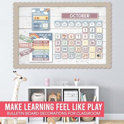 Hadley Designs Classroom Calendar Set Bulletin Board Decorations - Boho School Calendar for Classroom Decor, Kindergarten Preschool Elementary Teacher Must Haves, Homeschool & Daycare Essentials - style: Boho Pastel