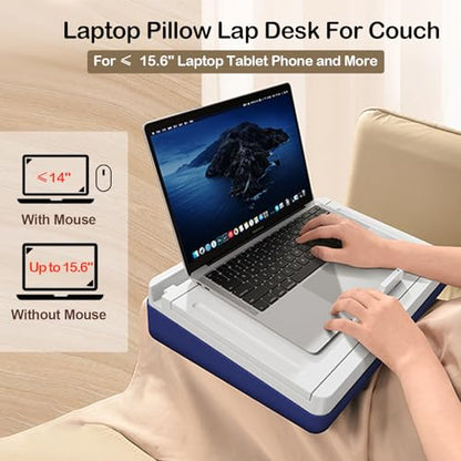 Lap Desk with Storage Cushion - Washable Portable Writing Lap Desk for Laptop with iPad Slot Magnetic WhiteBoard for Home Office Couch Bed - Fits Up to 15.6 Inch Laptop