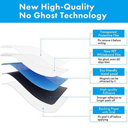 HAMIGAR Magnetic Whiteboard Contact Paper 48" x 94" Dry Erase White Board Sticker for Wall Stick on White Board Peel and Stick Wallpaper Adhesive Poster with Marker, Magnetic Eraser and Magnets - size: 48" x 94"