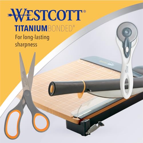 Westcott 8-Inch Titanium Bonded Straight Scissors, Soft Handle, Gray/Yellow, 4-Pack - size: 4-Pack