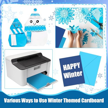 JULBEAR 30 Sheets Blue Cardstock, 8.5 x 11 Inch 180g Winter Navy Colored Cardstock Blue Construction Pastel Paper Kids Adults Winter Christmas DIY Arts Crafts Copy for School Office Home Supplies - style: Winter Style