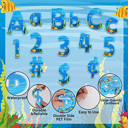 266 Pcs Letters Combo Pack Set Bulletin Board Letters Under The Sea Ocean Letters and Number Accents for Bulletin Board Display Home School Classroom Decor - style: Under The Sea