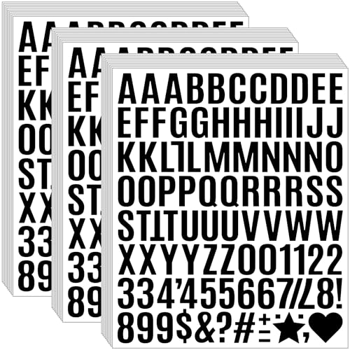 2940 Pcs Letter Stickers Vinyl Mailbox Numbers and Letters, 30 Sheets Small Alphabet Number Stickers Self-Adhesive Waterproof Sticker Letters for Window Vehicle Bulletin Poster Board (Black,1 Inch) - color: Black, size: 1 Inch