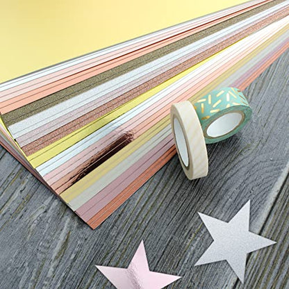 A4 Metallic Thick Cardstock, 32 Sheets 250 gsm Card stock Paper for Card making Scrapbook,School Projects, Shiny Metallic Cardstock Assortment Glitter, Mirror, Foil, Pearlescent