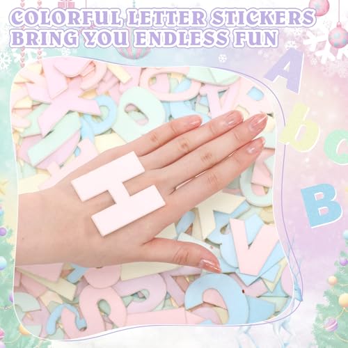 Breling 310 Pieces Felt Letter Bulletin Board Letters Sticker with Number 2" Bulk Self Adhesive ABC Upper Lowercase Sticky Letter for Xmas Gift Bulletin Board Classroom (Macarons Color) - color: Macarons Color