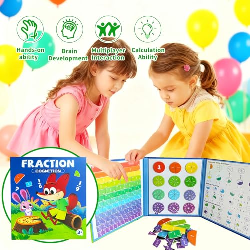Magnetic Fraction Tiles and Circles Set, Hands-On Math Manipulatives for Kids, Montessori Early Childhood Education Materials for School and Homeschool Use