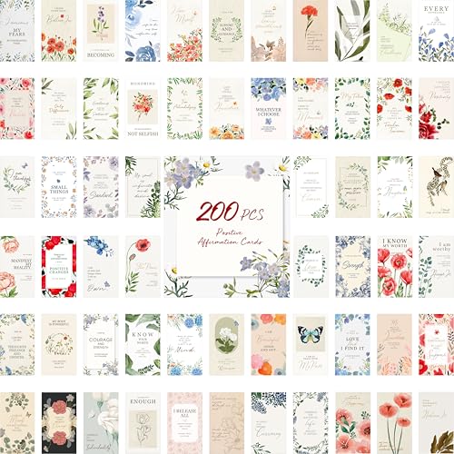 Gethelud 200 PCS Positive Affirmations Cards for Women, 60 Designs Daily Affirmations Cards, Inspirational Motivational Cards Mindfulness Cards Meditation Cards (2” x 3.5”) - style: Positive Affirmations Cards for Women