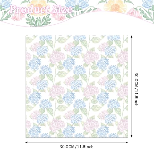 24 Sheets Hydrangea Scrapbook Paper 12'' x 12'' Pastel Floral Pattern Paper Watercolor Hydrangea Double-Sided Scrapbook Pad Blue Pink Flower Scrapbooking Pack for Card Making, Origami, DIY Background