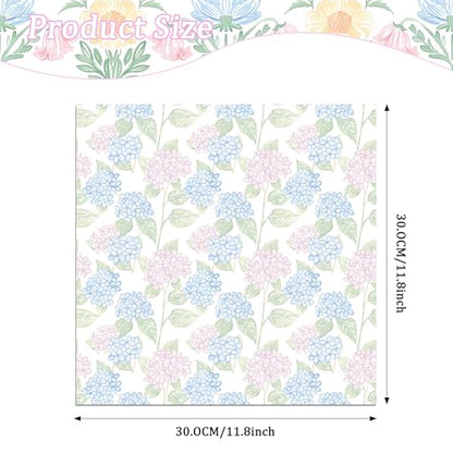 24 Sheets Hydrangea Scrapbook Paper 12'' x 12'' Pastel Floral Pattern Paper Watercolor Hydrangea Double-Sided Scrapbook Pad Blue Pink Flower Scrapbooking Pack for Card Making, Origami, DIY Background