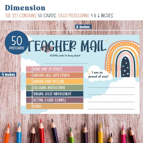 Rainbow Teacher Mail Incentive Cards Note to Parents, Preschool, Elementary Teacher Classroom Must Haves Good Behavior Incentive Cards to Send Home - color: Blue