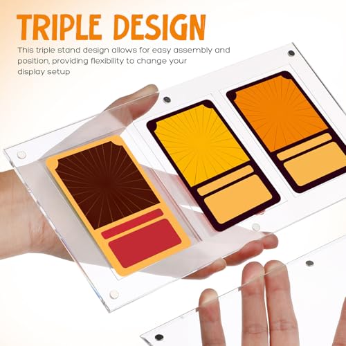 COLLBATH Triple Stand Acrylic Easel Display Stand for Sports Cards and Pictures, Sturdy and Multifunctional Tabletop Holder with Sleek Modern Design for Office Desktop and Home Use