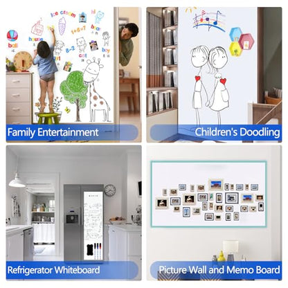 Self-Adhesive Dry Erase Whiteboard Sticker, 31.50" x 15.75" Magnetic Receptive White Board Wall Film, No Ghosting, Easy Write & Clean | Peel & Stick for Office, Home & Classroom,Incl. Accessories - size: 31.50" x 15.75"