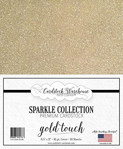 Cardstock Warehouse Sparkle Gold Touch Glitter - 8.5 x 11" - 16 Pt. / 280 Gsm Premium Cardstock Paper - 10 Sheets - color: Gold Touch, size: 8.5 x 11 - 10 Sheets