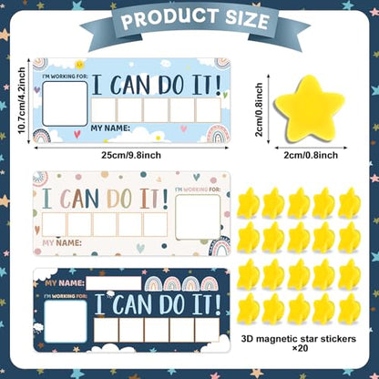 3 Sets Magnetic Rewards Chart for Kids I Can Do It Token Board Boho Rainbow Behavior Chart at Home Positive Star and Customization Goal Box Incentives for Teacher Essentials Elementary Classroom - style: Boho Rainbow