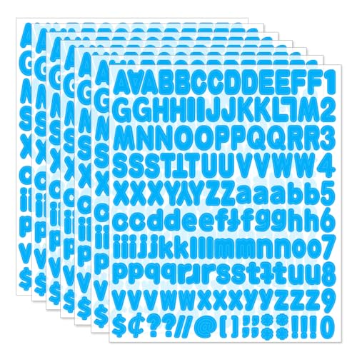 Alphabet Stickers, 1'' Inch 12 Sheets Light Blue Letter Stickers, Self-Adhesive Vinyl Mailbox Numbers, Letters for Bulletin Boards, Classroom & Home Decor - color: Light Blue
