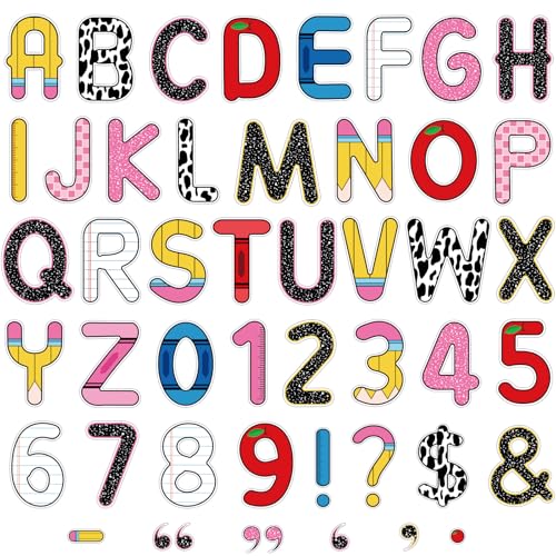 Faccito 176 Pcs Composition Notebook Bulletin Board Letters 4.3 Inch Large Colorful Classroom Chalkboard Letters Combo Alphabet Numbers Symbol Cutouts for School Classroom Decor - style: Composition