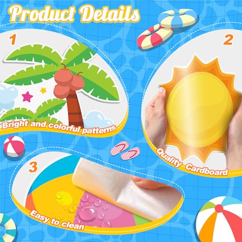 71 Pcs Hello Summer Bulletin Board Set Hawaiian Beach Slippers Sun DIY Borders Bulletin Trim Home School Hawaiian Tropical Party Supplies for Back to School Classroom Chalkboard Wall Door Decor - style: Coastal